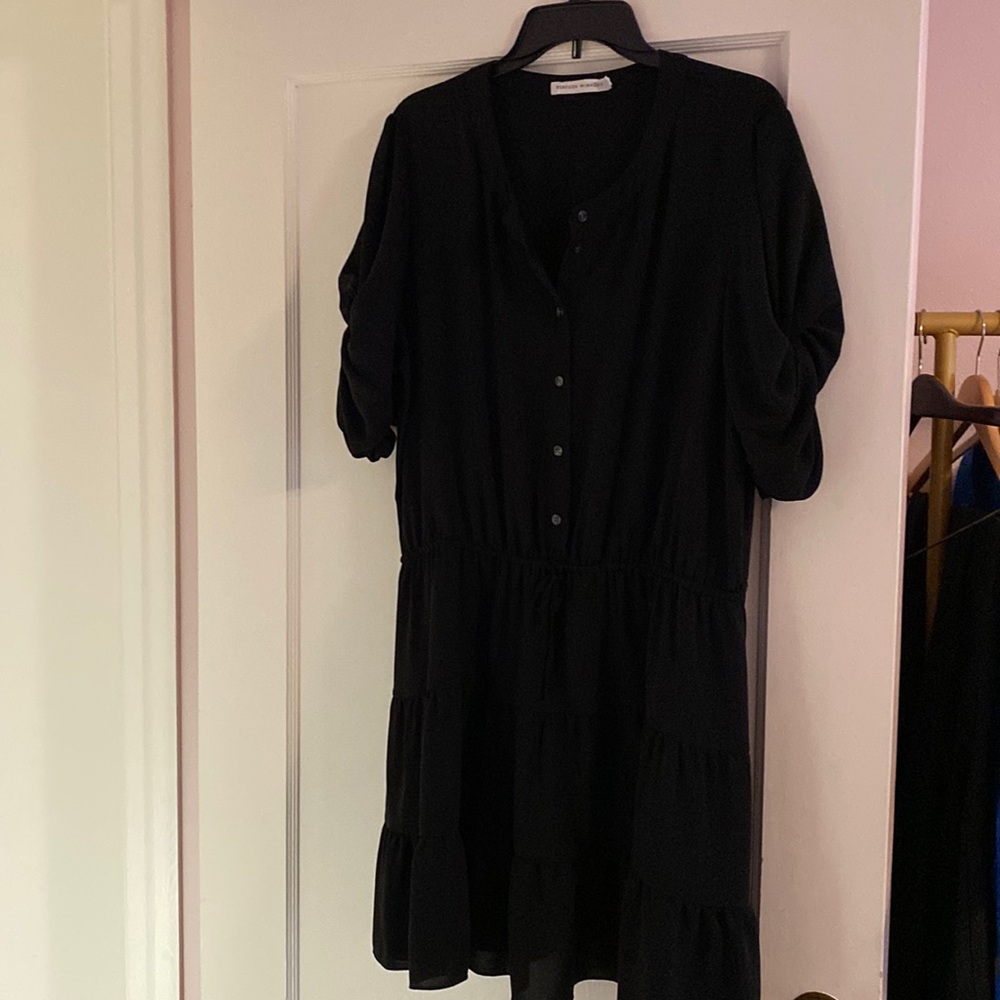 Rebecca Minkoff cinched waist black mini dress